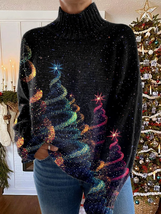 Elle | Glitter Christmas tree print sweater