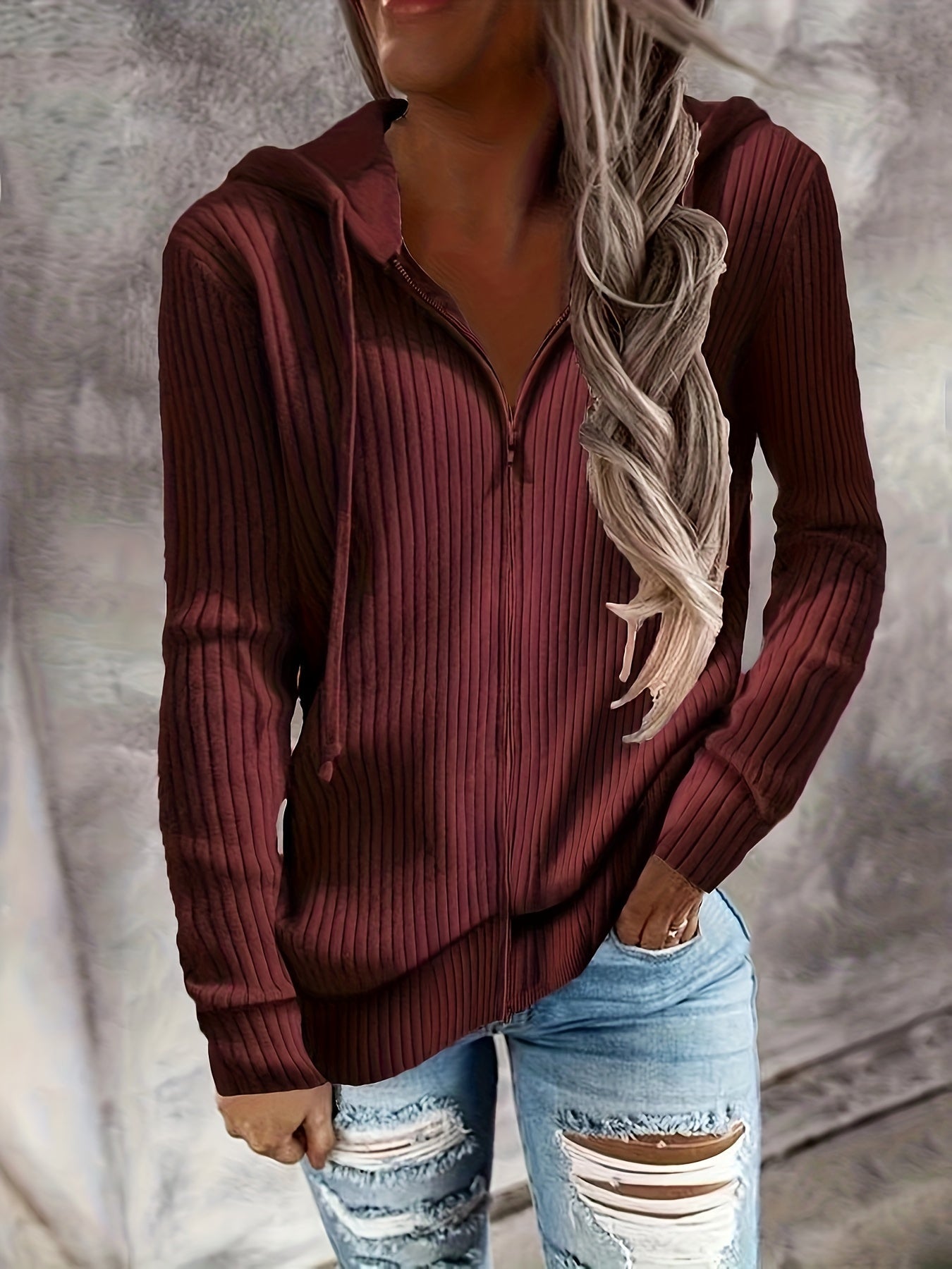 Moira – Felpa con cappuccio a maniche lunghe con zip e coulisse