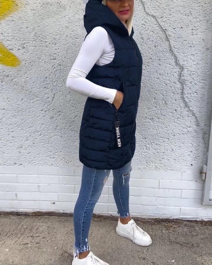 Melina – Sleeveless Padded Coat with Zipper