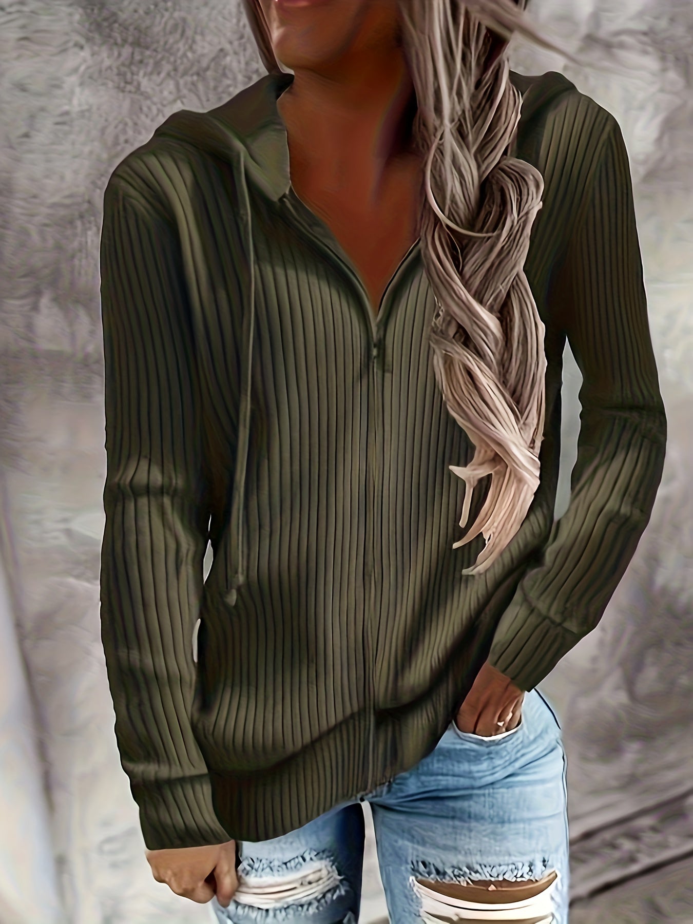 Moira – Felpa con cappuccio a maniche lunghe con zip e coulisse