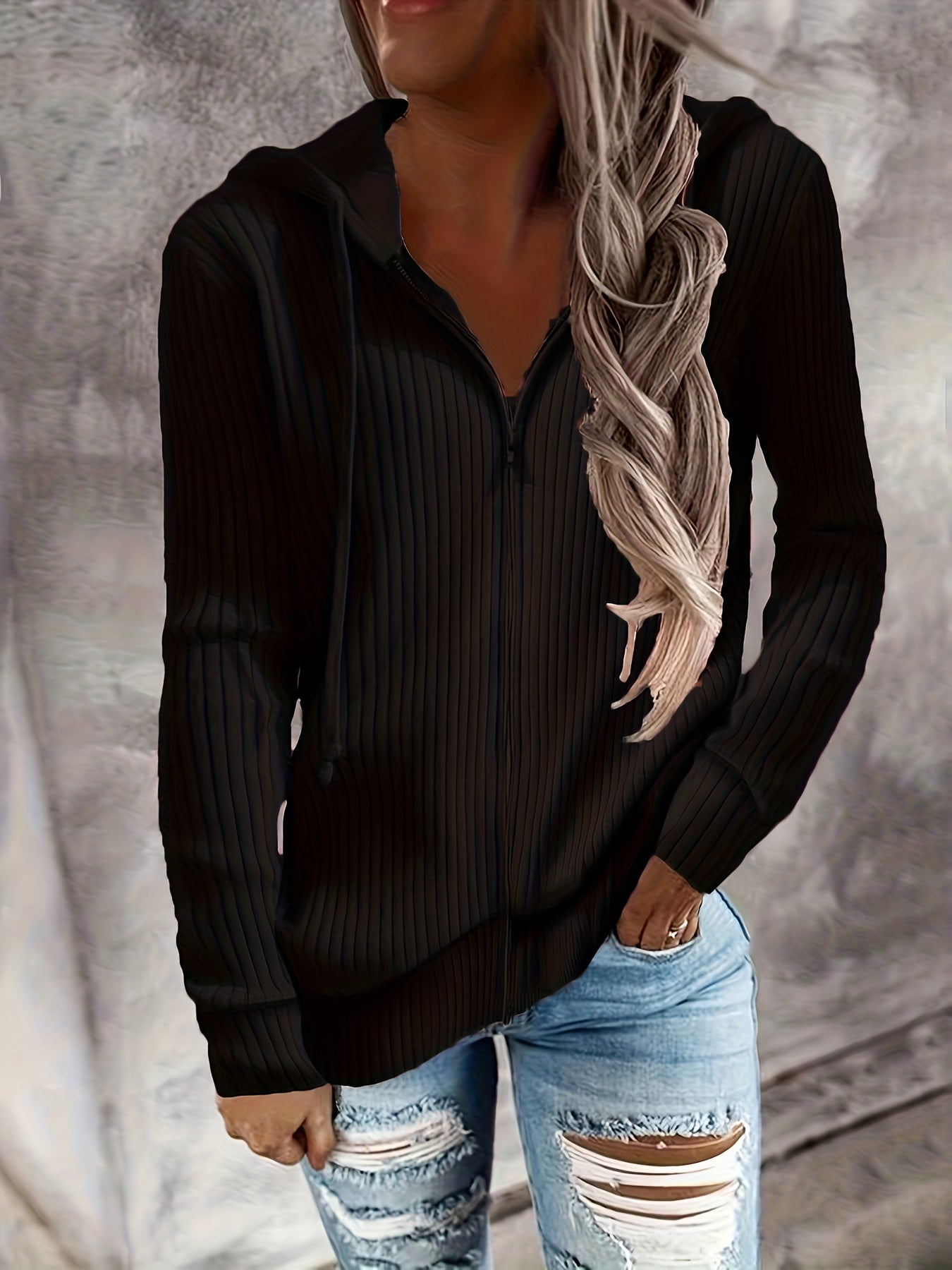 Moira – Felpa con cappuccio a maniche lunghe con zip e coulisse