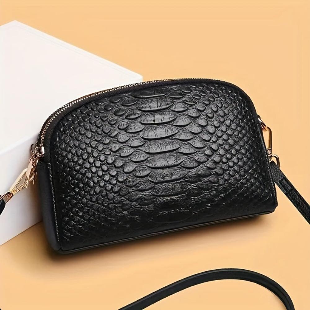Cora | Belle small faux leather shoulder bag with crocodile pattern