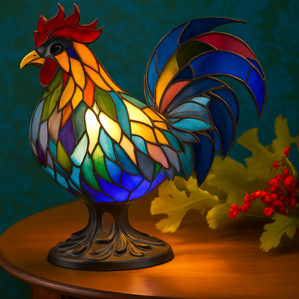Cocotte - Magic Colored Glass Rooster Lamp