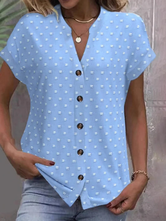 Noémie™ – T-shirt Elegante a Maniche Corte in Jacquard