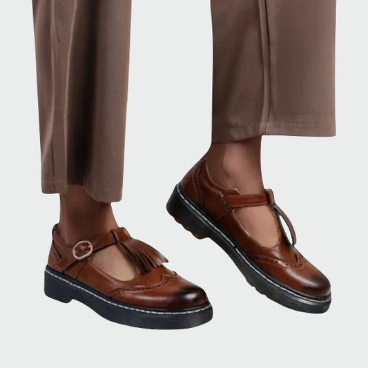 Olivia - Elegante T-Bar Leather Shoes