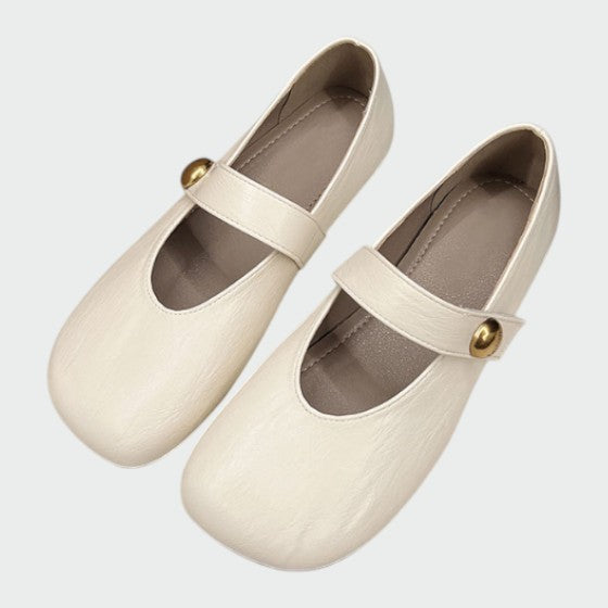 Olivia - Round-Toe Button Mary Jane Shoes